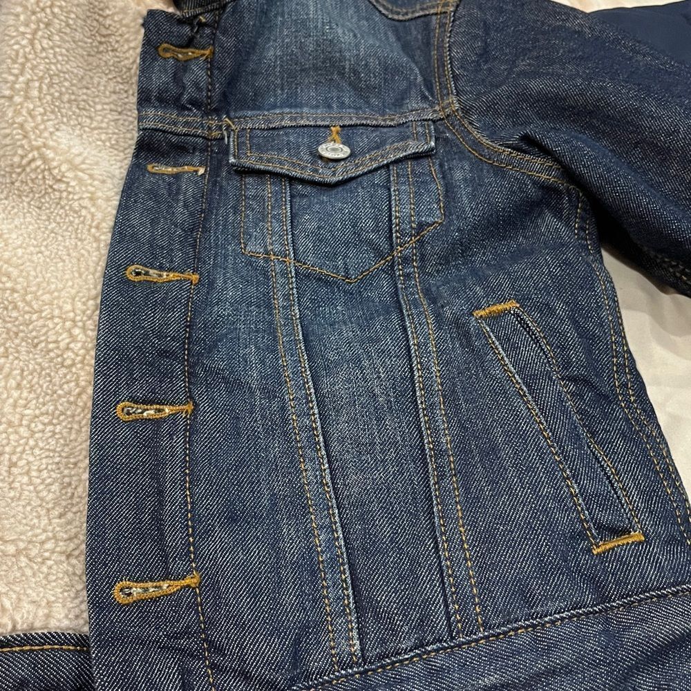 GAP Blue Denim Kids Jacket with Sherpa Collar - Picture 5 of 7